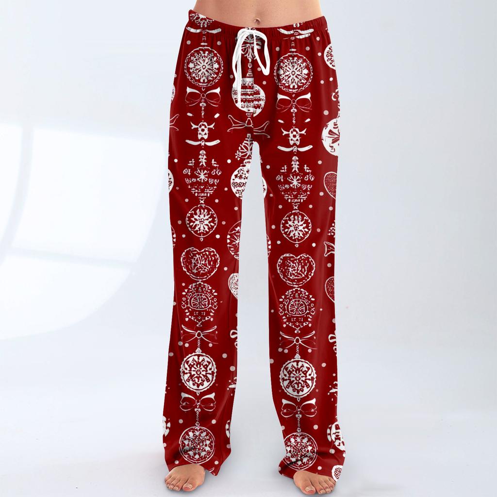 Women's Drawstring Christmas Printed Casual Pants