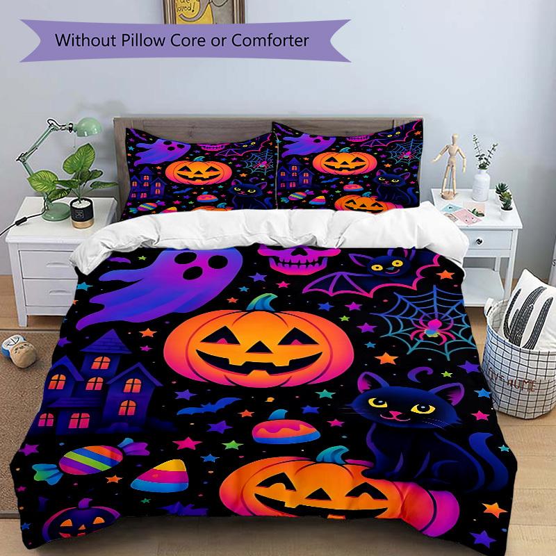 3pcs Halloween decorations Duvet Cover Set - Machine Washable, Includes 1 Cover and 2 Pillowcases, No Core Included yy251013105
