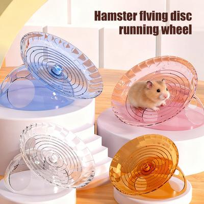 Tyst Hamster Löphjul Flygande Fat Hamsterhjul med Gömställe 2-i-1 Stabilt Säkert Hamster Motionhjul för Gerbiler Chinchillor Små Husdjur