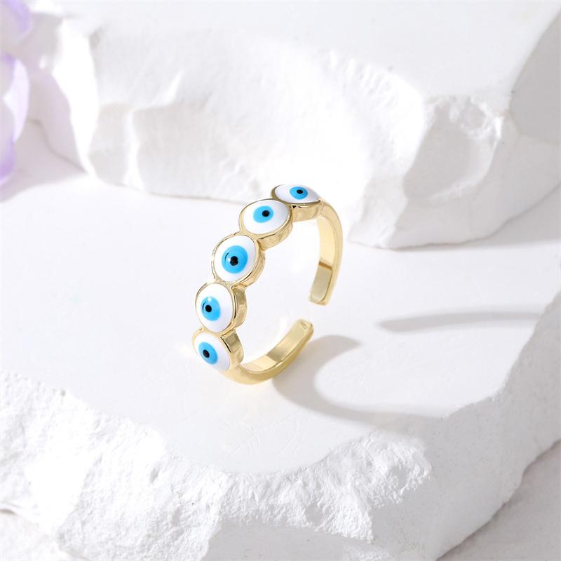 Lucky Turkish Blue Evil Eye Open Rings For Women Men Vintage Colorful Enamel Demon Eyes Finger Ring Party Jewelry Gifts