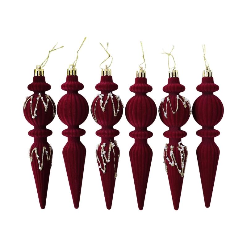 Set mit 6 gerippten Weihnachtsbaum-Anhängern, 18 cm Hängende Auswahl mit texturierter Oberfläche für Kränze, Zuhause und Party-Dekoration