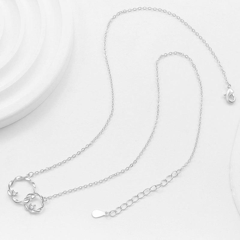 Copper Double Loop Chain Necklace With Geometric Pendant For Women