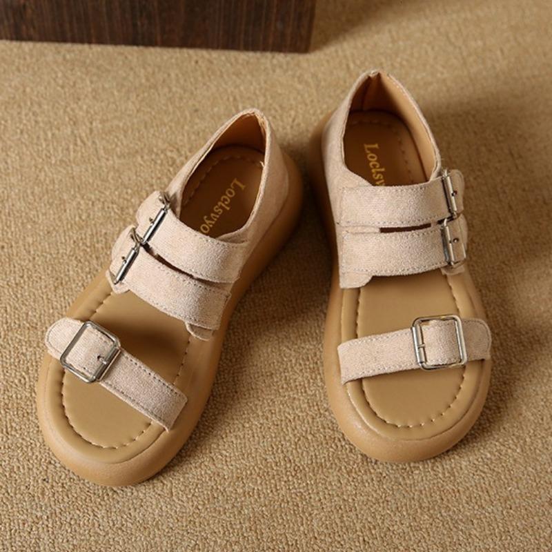 

Fashion Roman Style Retro Casual Thick Soled Sandals for Women s 2025 Summer New Hollow Breathable Comfortable Shallow Mouth Beach Flats 35 белый