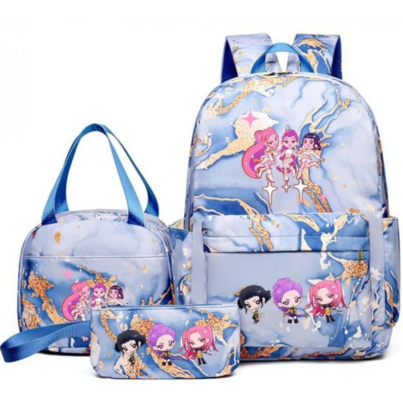 K-Pop Anime Girl Group Themed Backpack Set With Lunch Bag Pencil Case School Kids Oxford Fabric Lightweight Ergonomic Design
