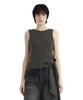 Teulimingbeodeu Diagonal Spark Ribbed Sleeveless Top [ Charcoal ]