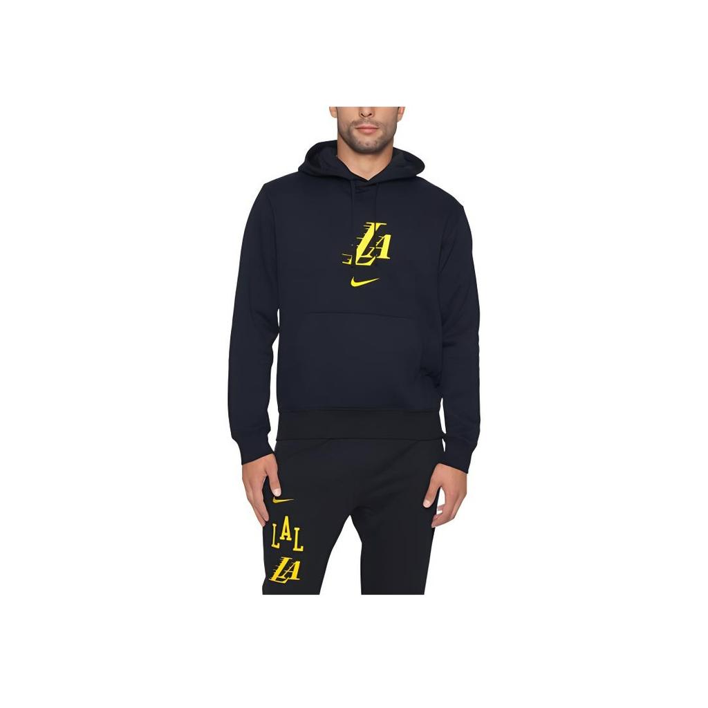 Nike Mikina s kapucí Club Fleece City Edition NBA Los Angeles Lakers s nápisem, ležérní mikina s dlouhým rukávem, pánské mikiny, černá DZ0088-010