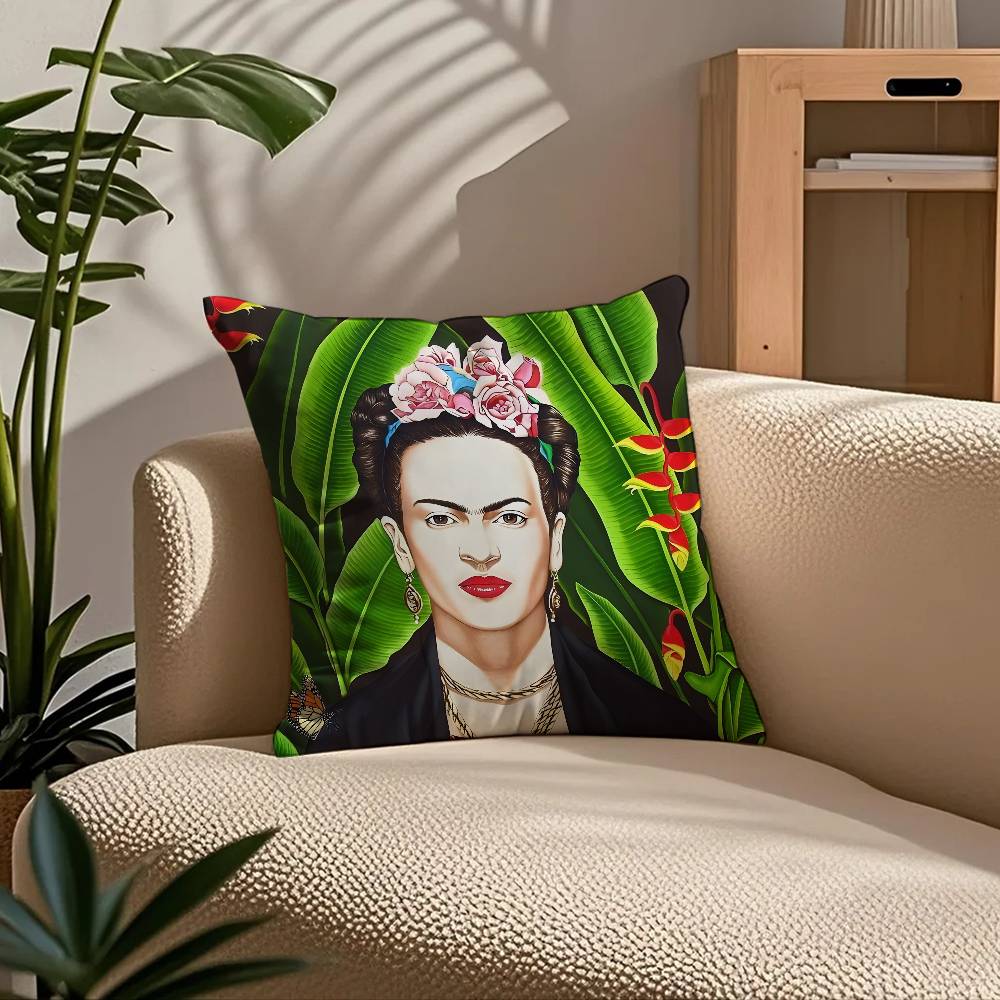 Federa Cuscino Artistica Anime F-Frida K-Kahlo Comfort Divano Letto Seta elegante Cerniera invisibile Personalizzata Copricuscino Decorativo