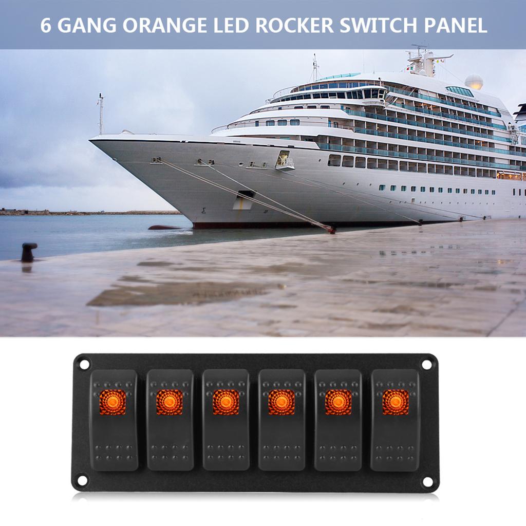 12 24V 6 Gang Rocker Switch Panel for Car RV Boat Yacht Marine