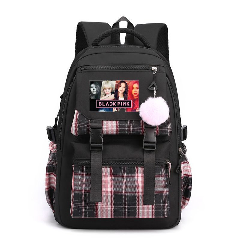 Korean Style Printed Nylon Backpack for Students Large Capacity School Bag Fashionable Commute Shoulder Bag with 15 Inch Laptop Compartment KTB