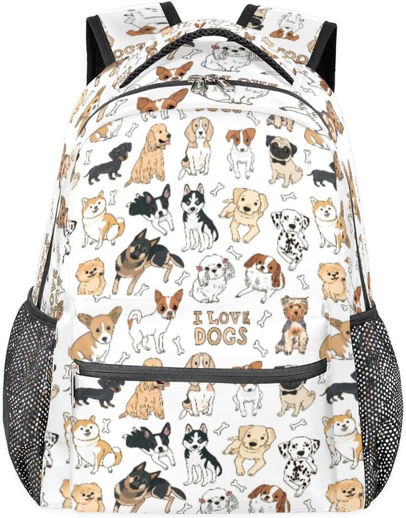 Hundeprint Tier Primär Teenager Schüler Rucksack Schultasche Für Kinder Jungen Mädchen, Niedliche Kritzel Welpen Rucksäcke Buch Tablet