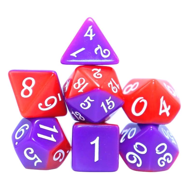 7 Pieces Multi-Sided Acrylic Dices Set Polyhedral Dices Double Color Table Game Dices Easy to Read Number Durable