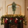Realistic Plastic Pine Needle Hanging Ornament Christmas Plant Decoration For Door Mantels Staircase Wall Holiday Party