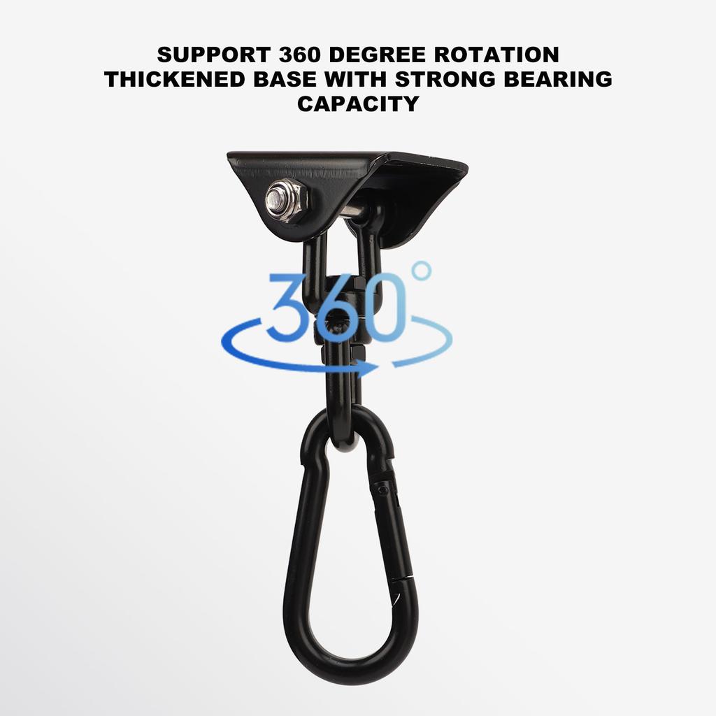 Hammock Hanging Hook Stainless Steel 360 Degree Rotate Strong Bearing Hammock Hanging Kit for Outdoor Use Black