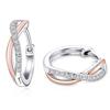 Earrings Ladies Popular High-Quality Zirconia Metal Allergy Friendly Twist Hoop Ring Silver 925 18K Gold Plated Simple Stylish Accessories Gift White