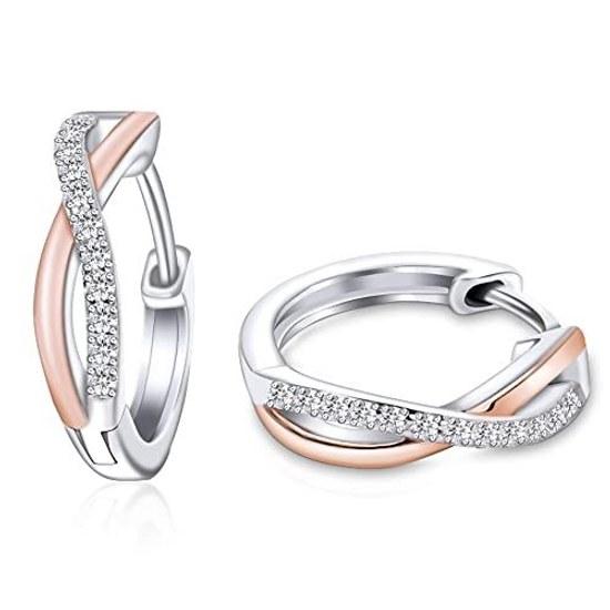 Earrings Ladies Popular High-Quality Zirconia Metal Allergy Friendly Twist Hoop Ring Silver 925 18K Gold Plated Simple Stylish Accessories Gift White
