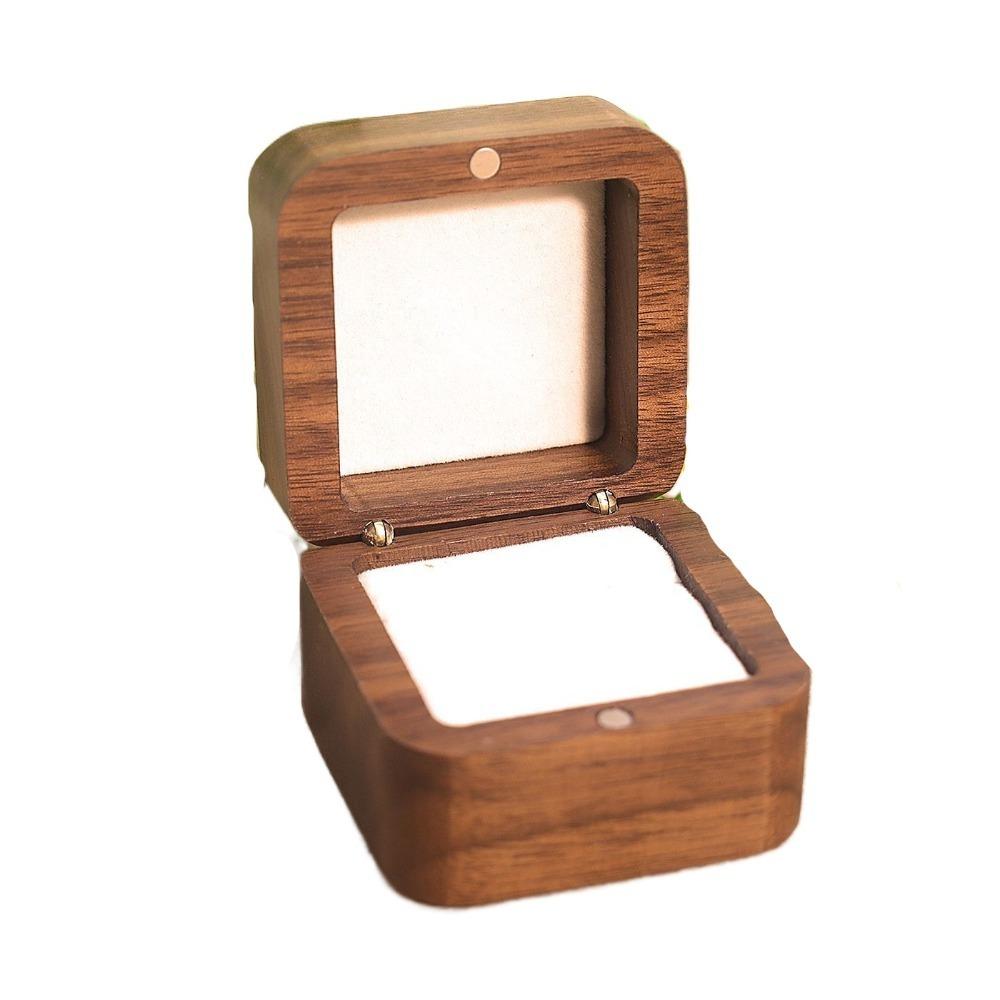 Square Rings Bearer Box 1/2 Slots Jewelry Organizer Simple Rings Display Case  Couple