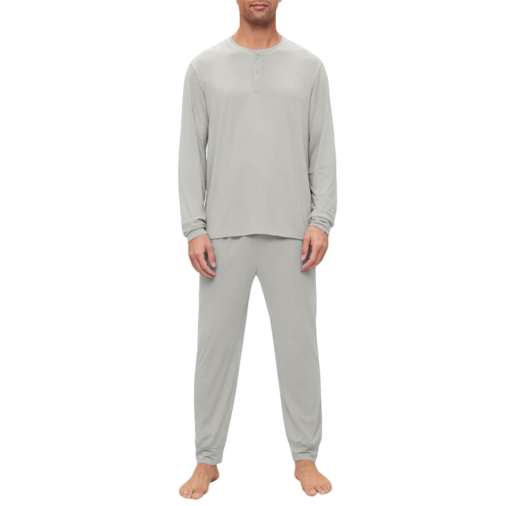 Set Pigiama da Uomo, Manica Lunga e Pantaloni Lunghi, Set Due Pezzi