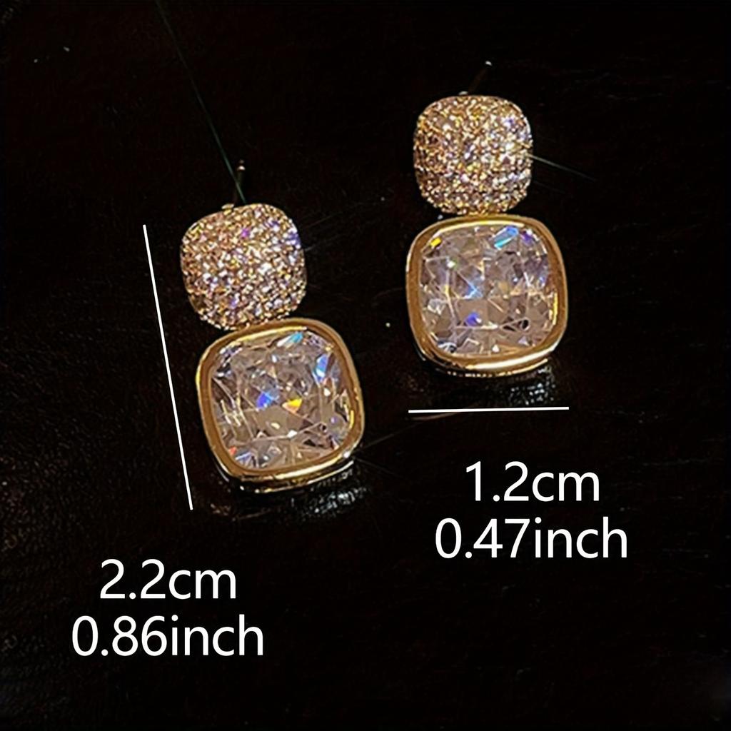 Rhinestone Drop Earrings for Women, Luxury Vintage Dangle Jewelry Zinc Alloy Bling Bling