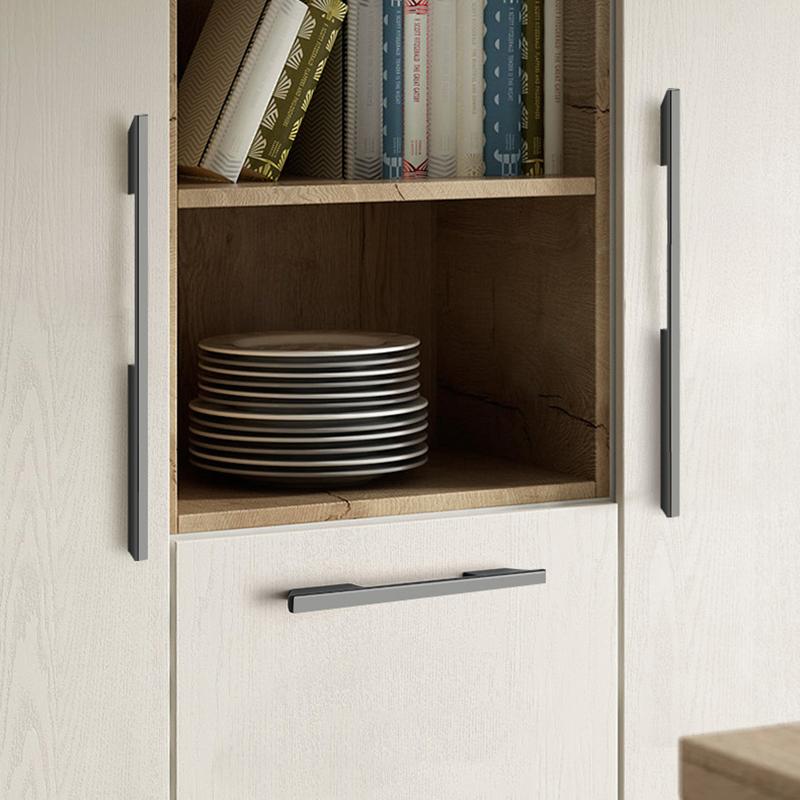 KAK Black Kitchen Handle Fashion Aluminium Alloy Cupboard Door Pulls Wardrobe Cabinet Handle Long Furniture Handle Hardware