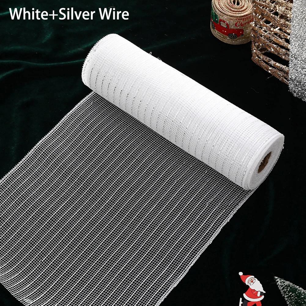 10 Yards Christmas Wreath Mesh Decorative Christmas Mesh Rolls Shiny Multifunctional Holiday Party Decoration Supplies