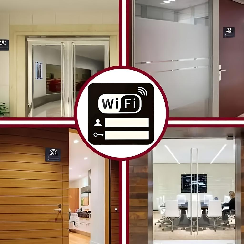 2 st Trådlöst Nätverk WIFI Logotyp Klistermärke Wifi Logotyp Väggklistermärke Kaffebar Mjölkte-ställe Fönsterglas Klistermärke, Lämpligt för Kontor och Offentliga Platser