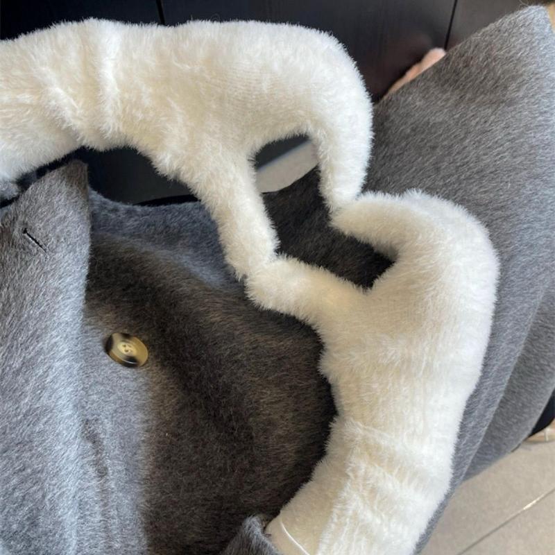 Korean Version of Winter Gloves Imitation Mink Gloves New Solid Color Sweet Ins Plush Warm Gloves Cycling Cold