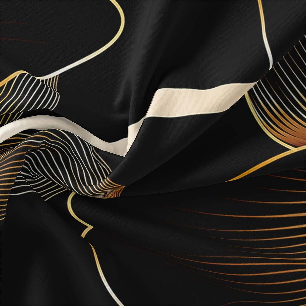Modern Luxury Black And Golden Flower Print Bedding Set, Soft Comfortable Duvet Cover, For Bedroom, Guest Room