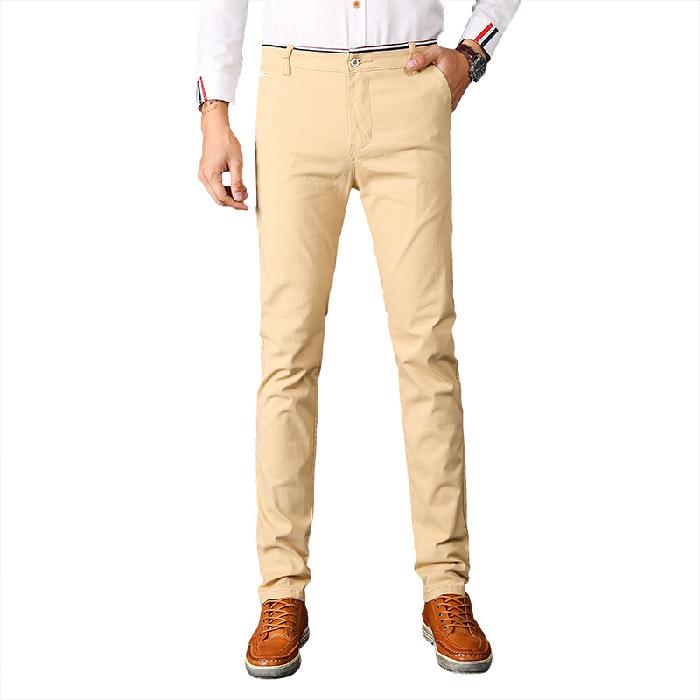 Men's Solid Color Casual Business Pants - Autumn/Winter Korean Style