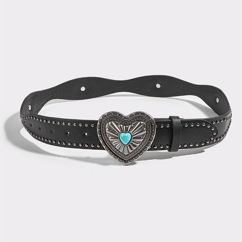 Metal Buckle Wide Waistband Punk Y2K Girl Waistband Retro PU Leather Rivet Belt  Daily