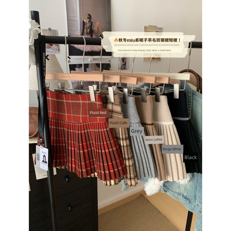 Kumikumi Preppy Plaid High Waist Skirt Women clothes Autumn Versatile Age-Reducing Slimming A- line Skirt Pleated Skirt
