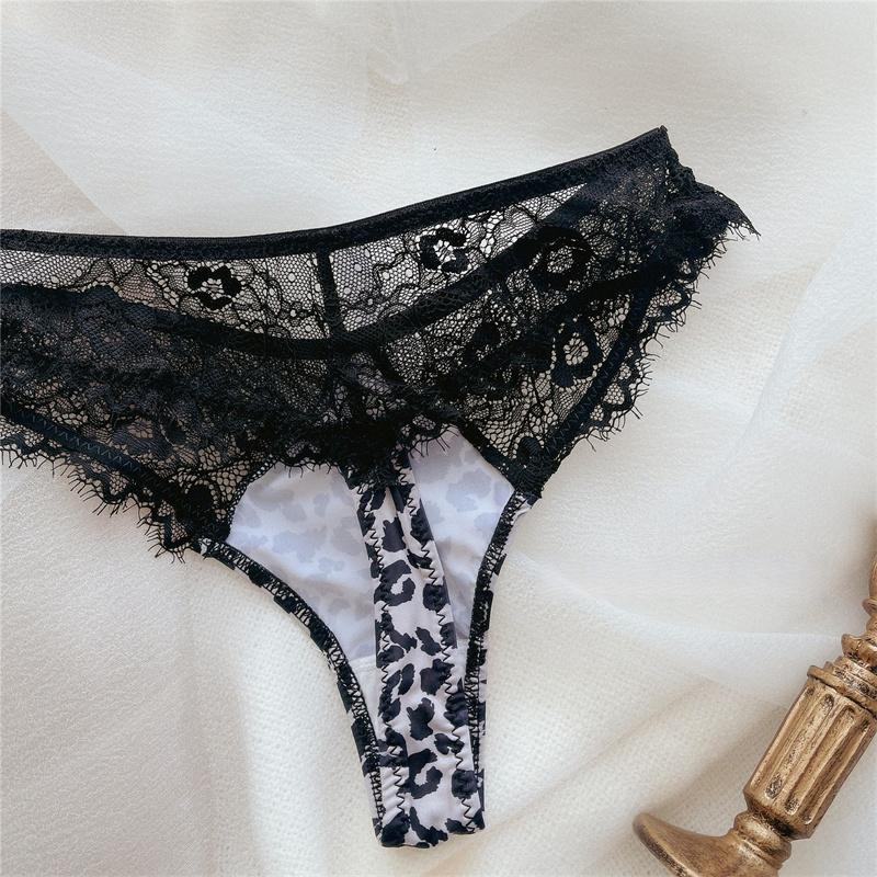 Francuski ultracienki biustonosz zestaw seksowna lampartowa koronkowa bielizna damska bez fiszbin trójkątny kubek wygodny komplet bielizny i stringów
