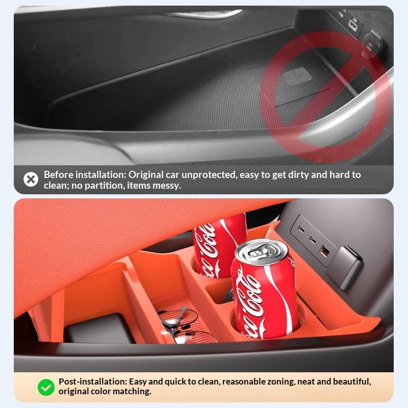 For 25 Models of BYD Tang L Car Central Control Lower Storage Box Armrest Storage Tray Silicone Non-slip Pad Modify Accessories