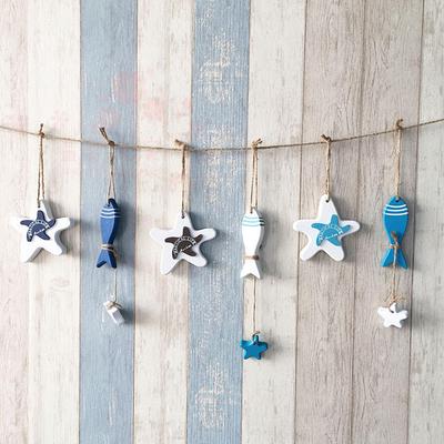 Rybí špíz Starfish špíz Dřevěný přívěsek Marine Series Dekorace Středomořský styl Malý přívěsek Ryba