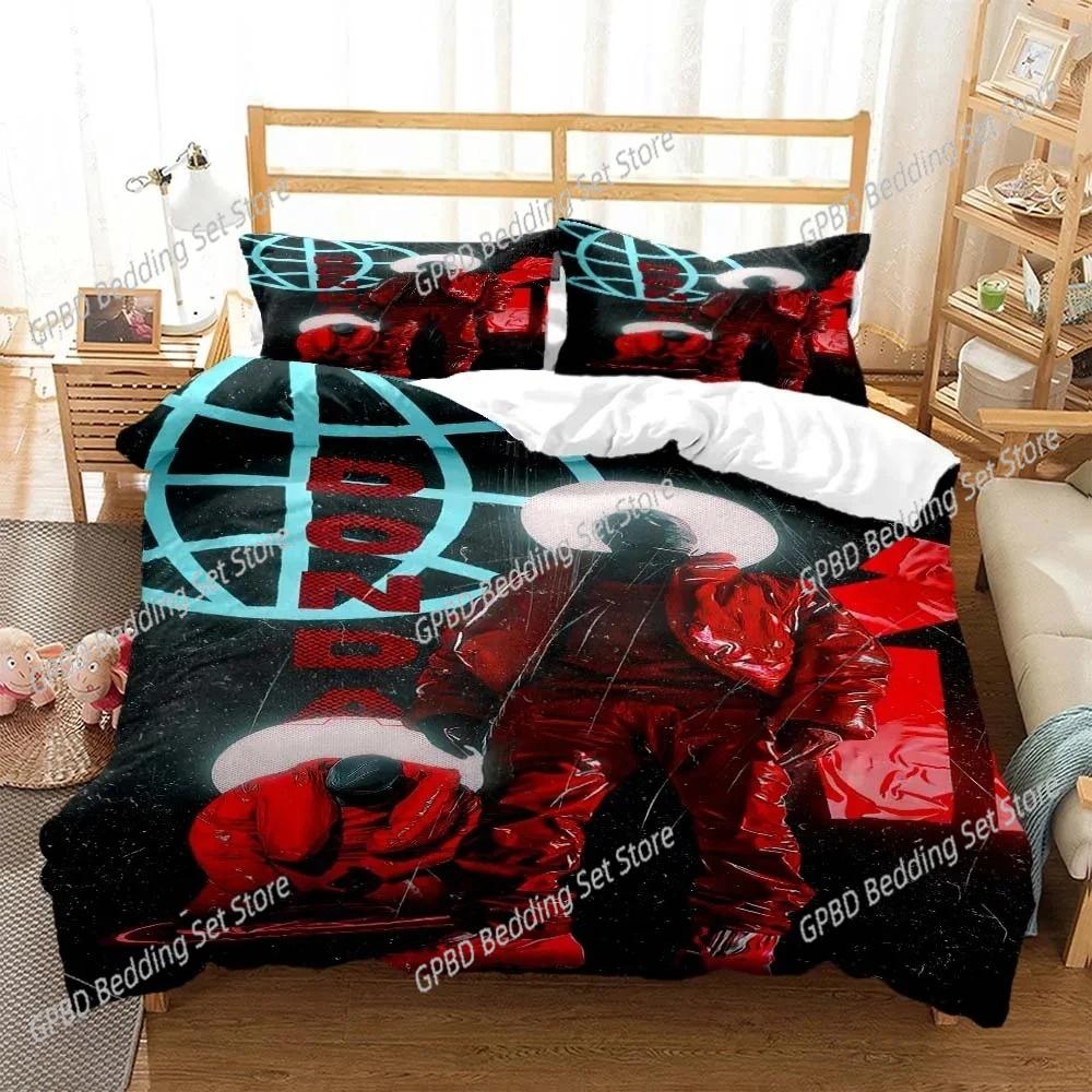 Rapper Kanye West Musik 3D Bettwäsche-Set Bettbezug Kissenbezüge Einzelbett Twin Full Queen King Size Heimdekoration Tagesdecke Jungen Geschenk