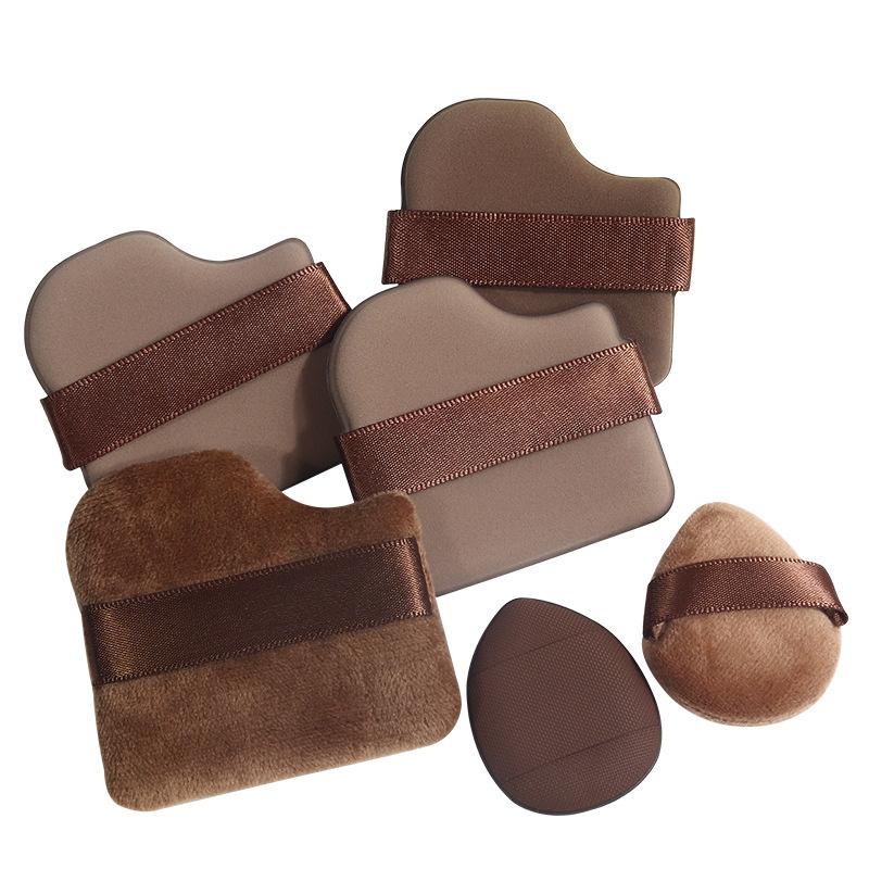 6 Pack Makeup Puffs, Chocolate Color, Soft Cosmetic Puffs for Foundation and Face One Size