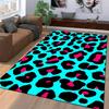 Leopard Print Area Rug with Turquoise, Black, and Pink Bold Pattern Design Suitable for Use As an Anti-slip    for    Room and Bedroom Sofas