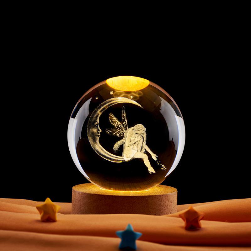 Starry Sky 3D Crystal Ball Night Light Ornament As Shown