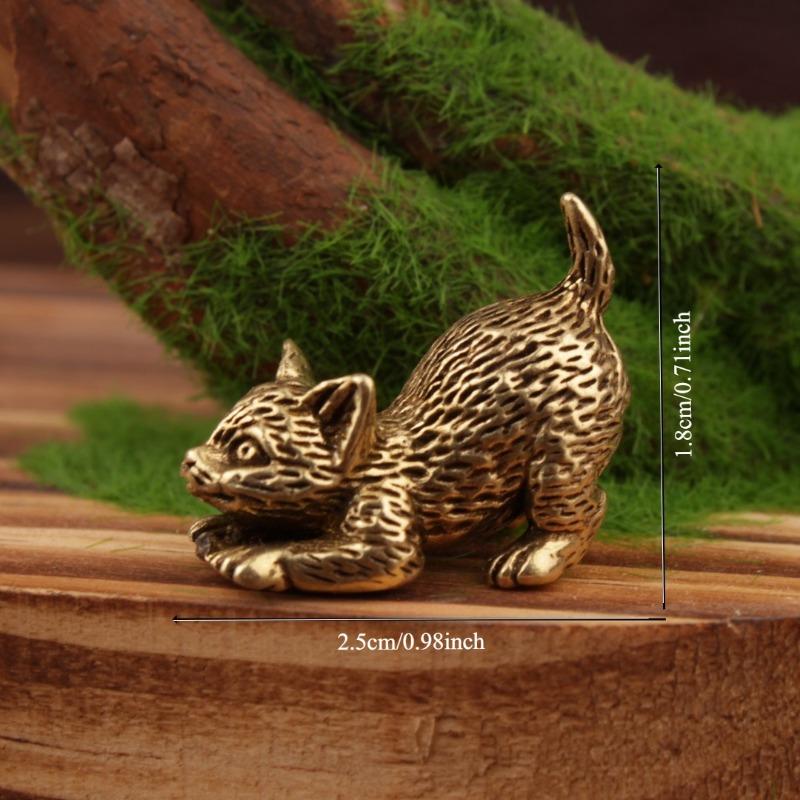 1PC retro brass mini kitten desktop decoration simulation animal brass kitten ornament
