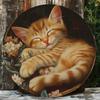 Metal Tin Sign Cat Flower Wall Art Home Decor