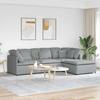 Modular Sofa with Footstool and Cushions Fabric Light Grey
