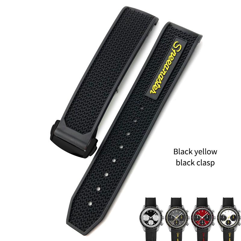 20mm 21mm 18mm 19mm High Quality Rubber Silicone Watchband Fit for Omega Speedmaster Watch Strap Steel Deployment Buckle