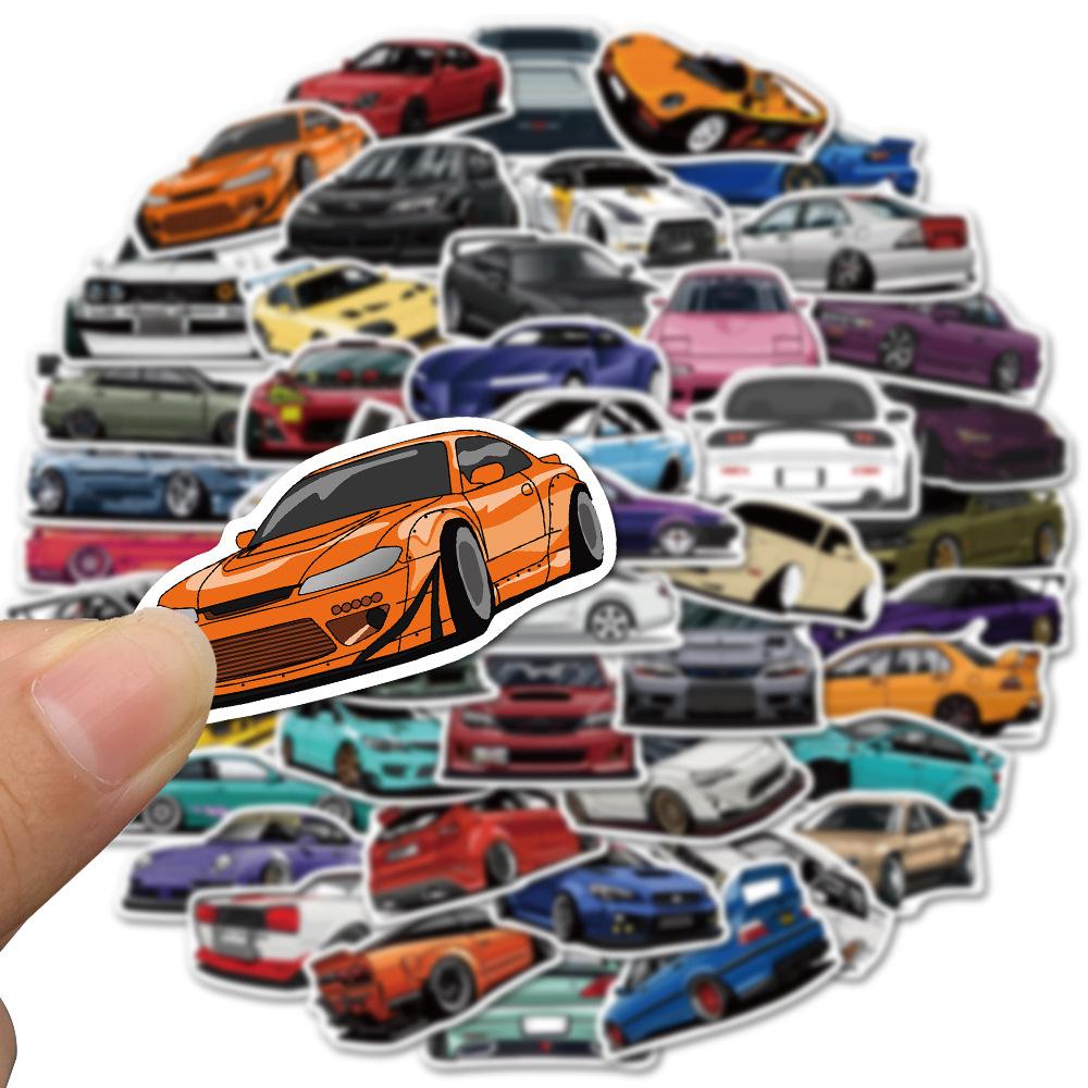 50PCS Cartoon JDM Racing Car Favorites Graffiti Stickers DIY Travel Luggage Guitar Waterproof Decals