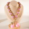 Pink Cherry Pendant Necklace for Women Sweet and Vibrant Style Clavicle Chain Exaggerated Fruit Charm Neckchain Jewelry