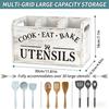 Wooden Utensil Organizer - 3-Compartment Countertop & Wall-Mounted Storage BoxHeavy-Duty Kitchen Rack with Multi-Functional Design