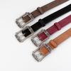 Leather Belt For Women Vintage Punk Style With Zinc Alloy Buckle For Casual Wear