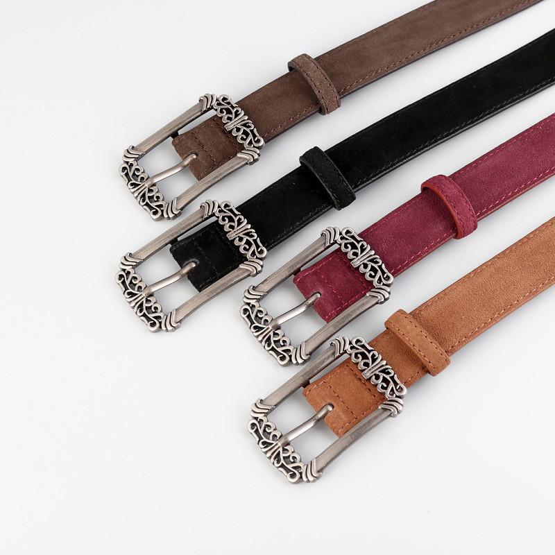 Leather Belt For Women Vintage Punk Style With Zinc Alloy Buckle For Casual Wear