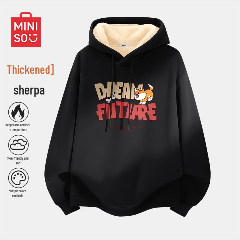 

MINISO Men s Plush-Lined Hooded Sweatshirt 3XL