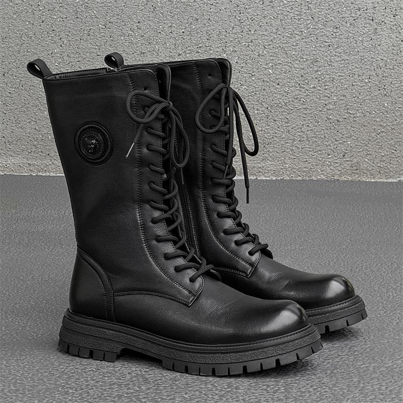 High Quality Men's Boots Platform Boots Designer Shoes Fashion High Leather Boot Retro High-Top Boots for Men Botas Para Hombre cm nero