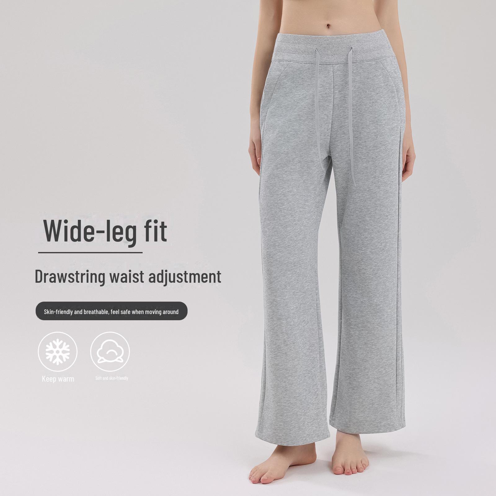 

Women s Grey Drawstring Wide-Leg Casual Sports Pants XL сірий/білий