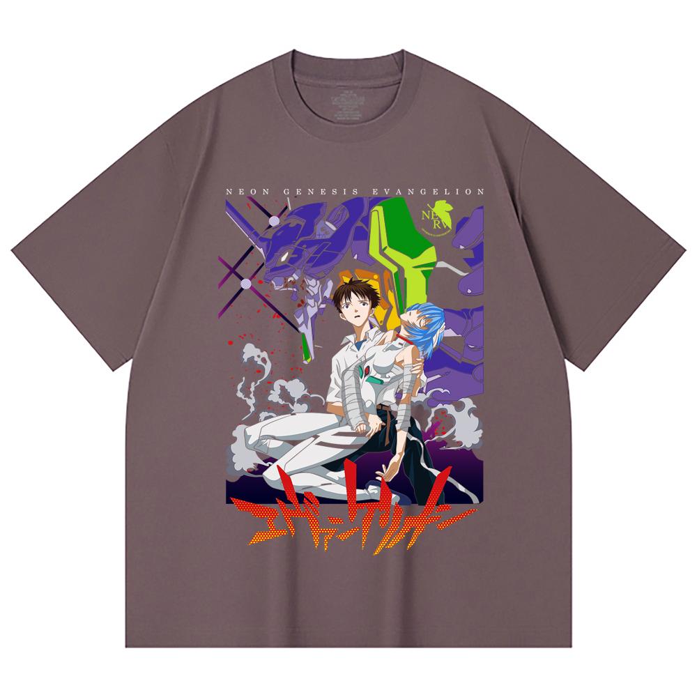 230 g/m² 100 % Baumwolle Evangelion V1 Druck Unisex Schweres Baumwoll-T-Shirt